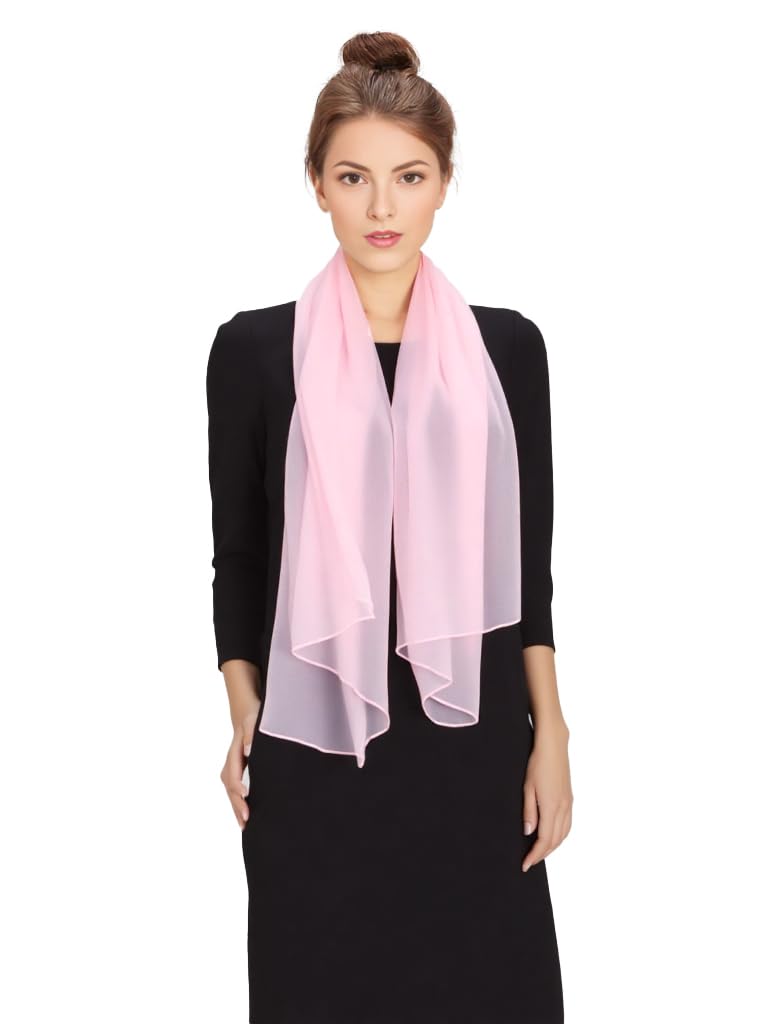 SERENITA Christmas Scarf Valentine Women Silk Feel Chiffon Soft Sheer lightweigt solid neck evening bridal head scarf - Image 3